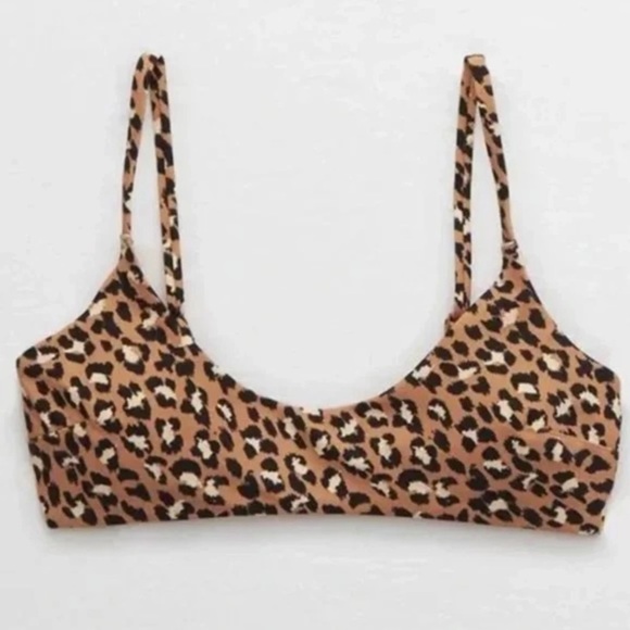 aerie Swim Aerie Leopard Print Scoop Neck Bikini Top Size S Poshmark
